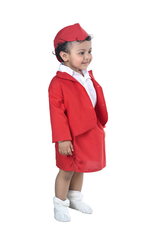 BookMyCostume Airline Air Hostess Kids Fancy Dress Costume for Girls - Red